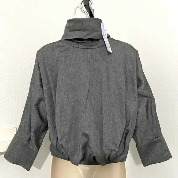 New Tish Cox Linen Blend Crop Blouse Top - Picture 4 of 14